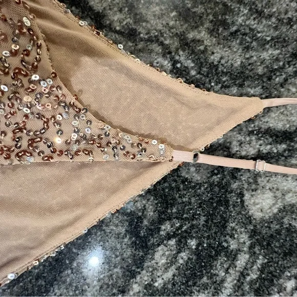 Jonathan Simkhai Sequin Embellished Top in Gold and Silver - Picture 6 of 7